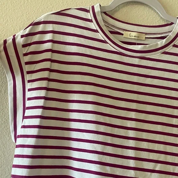 Striped Women's Top - Purple and White - Picture 5 of 5